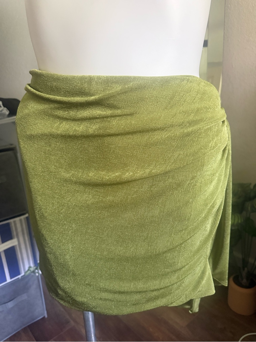 Lulu's Chartreuse Wrap Mini Skirt